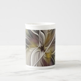Taza De Porcelana Fractal floral, flor de fantasía con colores de la