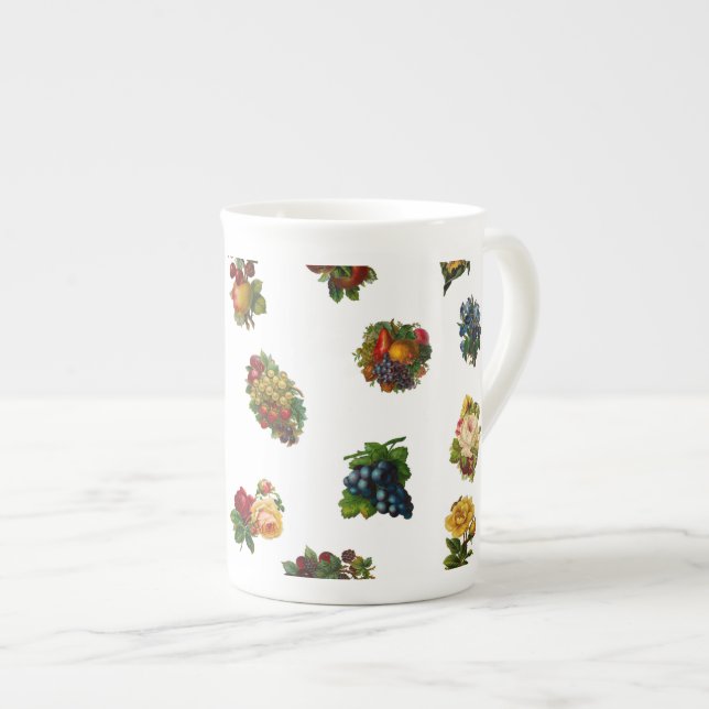 Taza De Porcelana Frutas y flores de época (Derecha)