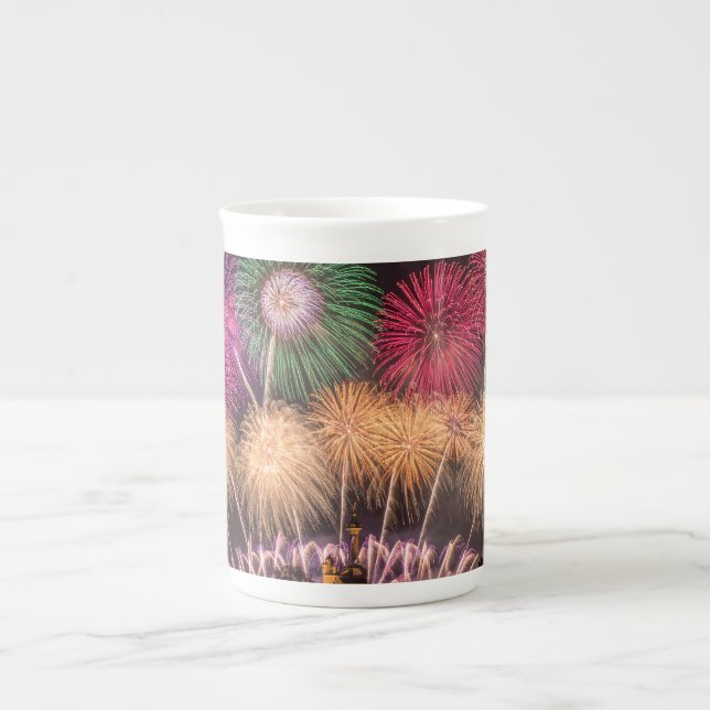 Taza De Porcelana fuegos artificiales (Frente)