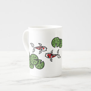 Taza De Porcelana Fuku y Heiwa la especialidad de Koi Mug