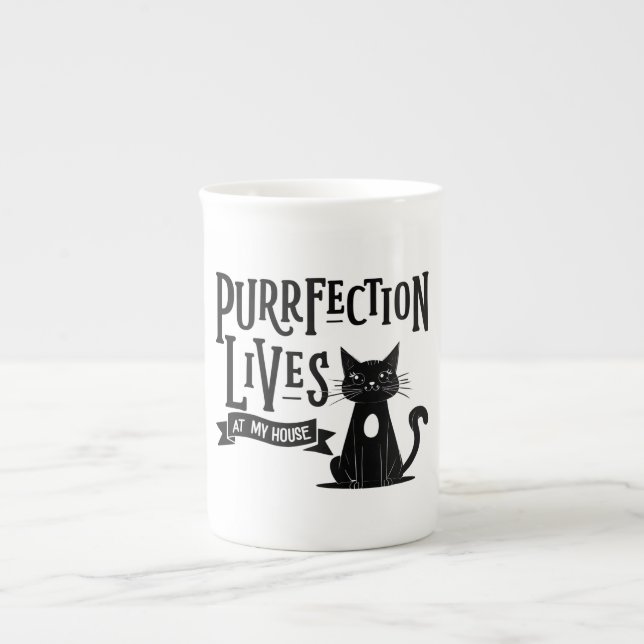 Taza De Porcelana Funny Cat Lover Mug – “Purrfection.... (Frente)