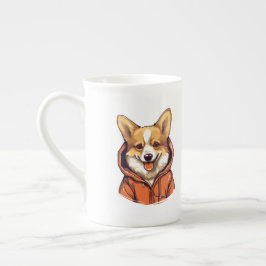 Taza De Porcelana Funny Corgi Usando Hoodie