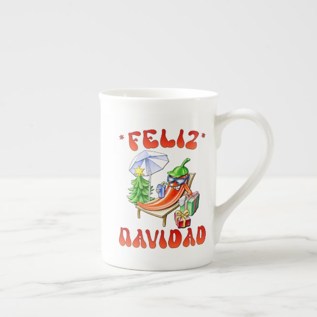 Taza De Porcelana Funny Feliz Navidad Navidad Chili (Derecha)