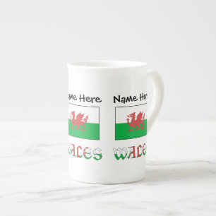Taza De Porcelana Gales y bandera galesa con tu nombre