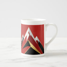 Taza De Porcelana Gama de montañas abstracta roja negra dorada