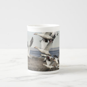Taza De Porcelana Gansos de Nieve Volando