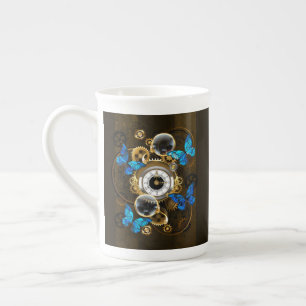 Taza De Porcelana Gases de vapor y mariposas azules