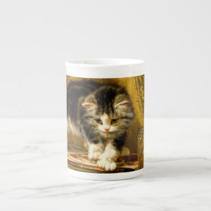 Taza De Porcelana Gatito con pintura y brochas