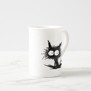 Taza De Porcelana Gatito desalinado negro GabiGabi