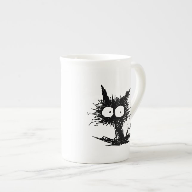 Taza De Porcelana Gatito desalinado negro GabiGabi (Derecha)