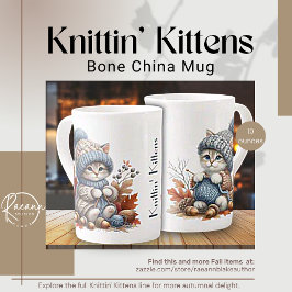 Taza De Porcelana Gatitos Adorables De Knittin Hueso China Mug