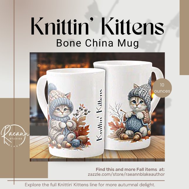 Taza De Porcelana Gatitos Adorables De Knittin Hueso China Mug (Subido por el creador)