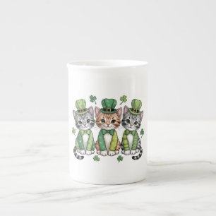 Taza De Porcelana Gatitos afortunados del día de San Patricio-47474