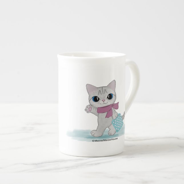 Taza De Porcelana Gato de las compras (Derecha)