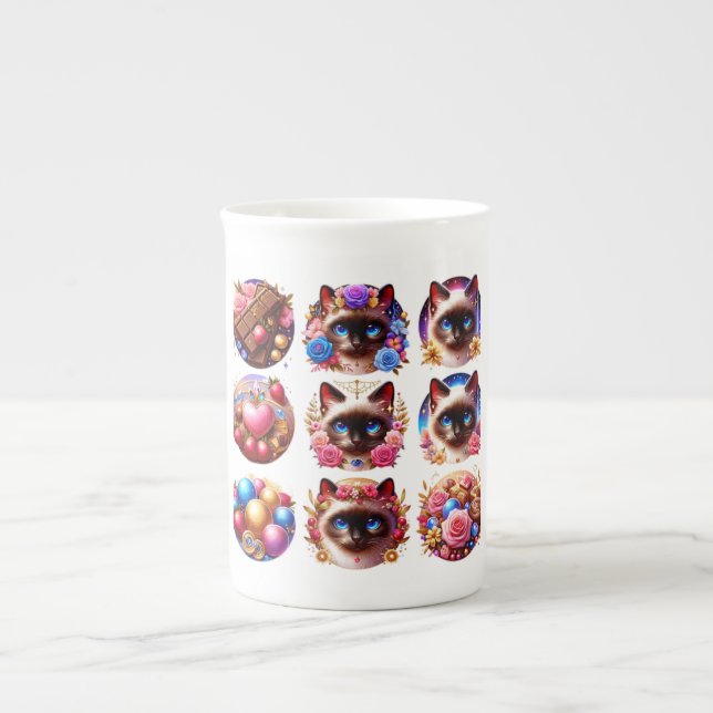 Taza De Porcelana Gato de torta (Frente)