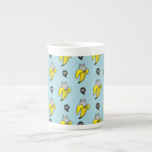 Taza De Porcelana Gato en banana