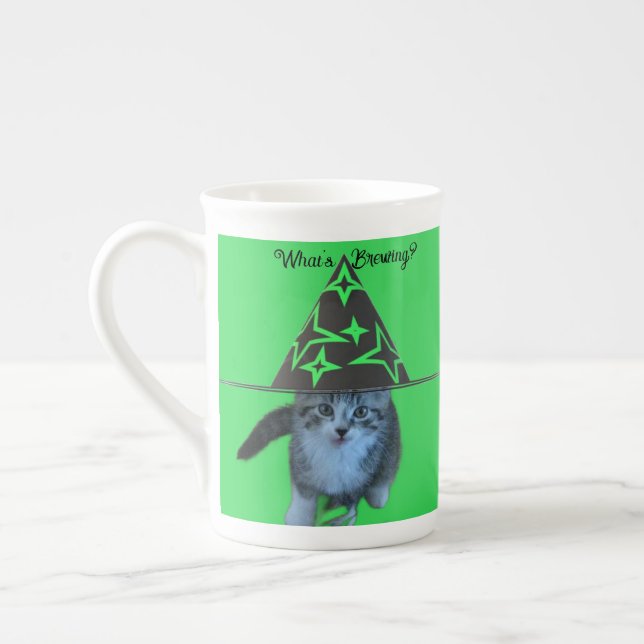 Taza De Porcelana Gato en la bruja Gorra Mug (Izquierda)