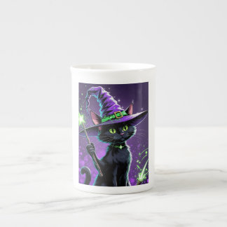Taza De Porcelana Gato Hallowen Sorcerer