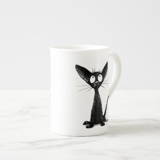 Taza De Porcelana Gato negro afortunado
