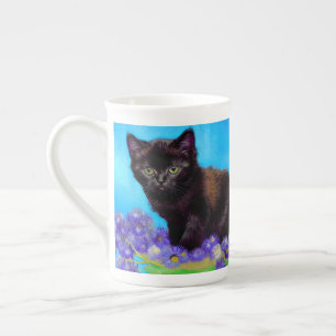 Taza De Porcelana Gato Van Gogh y flores
