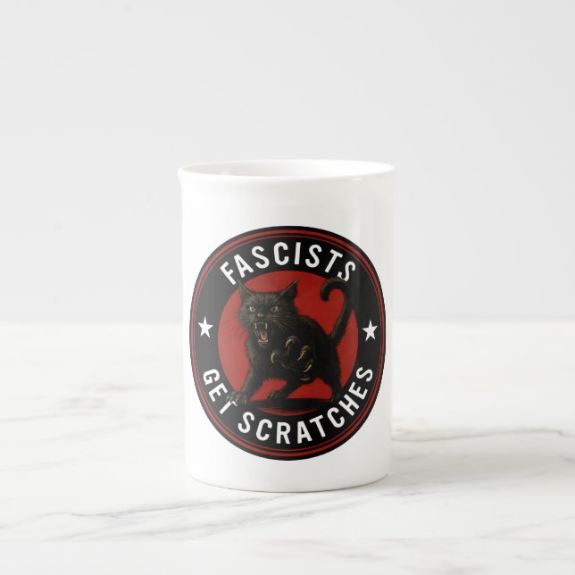 Taza De Porcelana Gatos Contra Fascistas (Frente)