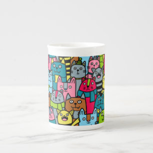 Taza De Porcelana Gatos y gatos