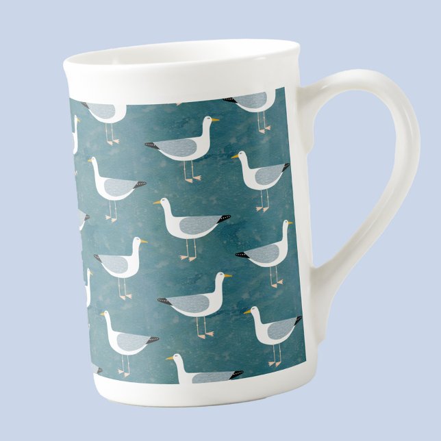Taza De Porcelana Gaviotas náuticas (Seagull nautical bone china mug)