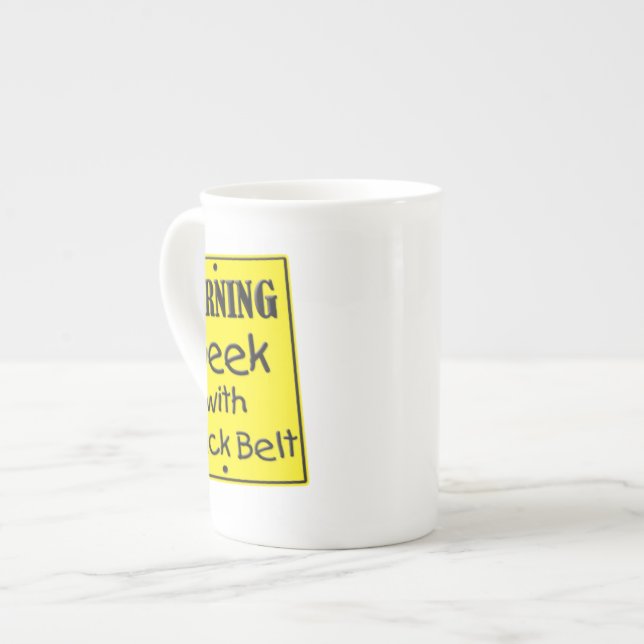 Taza De Porcelana Geek de advertencia con correa negra (Izquierda)