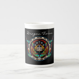 Taza De Porcelana Gemelos Dragon