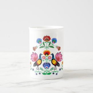 Taza De Porcelana Gente polaca con floral decorativo y los pollos