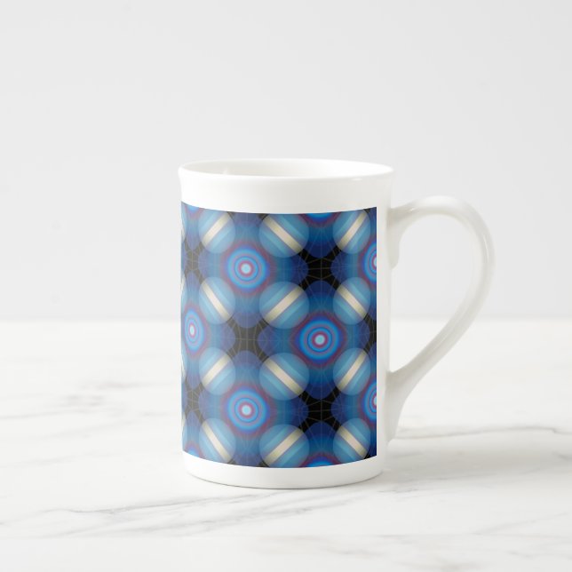Taza De Porcelana Geométrica de la espaciadora azul (Derecha)