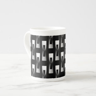 Taza De Porcelana Geométrico metálico Art Deco - Plata y Negro