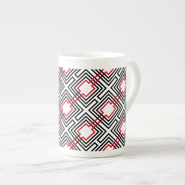 Taza De Porcelana Geométrico negro rojo y blanco (Derecha)