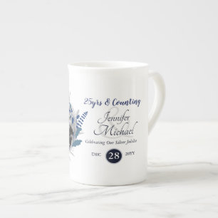 Taza De Porcelana Gift Blue Wreath Modern, Boda de fotografía