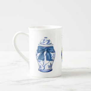 Taza De Porcelana Ginger Jars Bows Chinoiserie Hueso China Café Mug