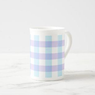 Taza De Porcelana Gingham Morado Pastel