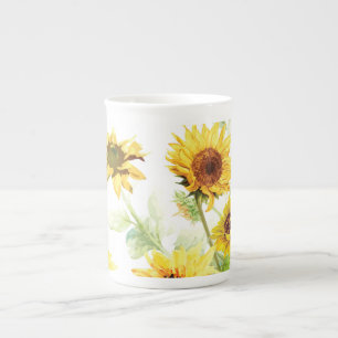 Taza De Porcelana Girasol de la acuarela