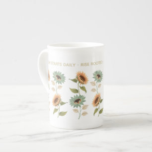 Taza De Porcelana Girasol Enraizado en Ascenso