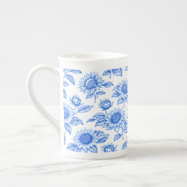 Taza De Porcelana Girasoles elegantes de Toile du Jouy - Botánico Az