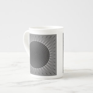 Taza De Porcelana Giro geométrico moderno - Gris Hematita oscuro