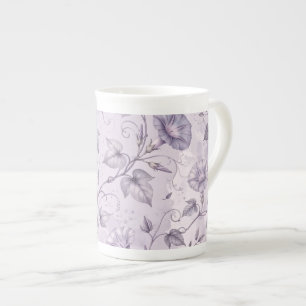 Taza De Porcelana Glorias de la Mañana Elegantes Florales de Lavanda
