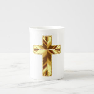 TAZA DE PORCELANA GOLDEN HOLY CROSS