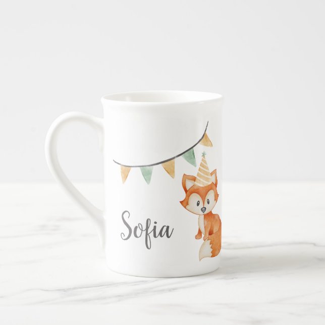 Taza De Porcelana Gorra de Fiesta de Fox Cute (Izquierda)