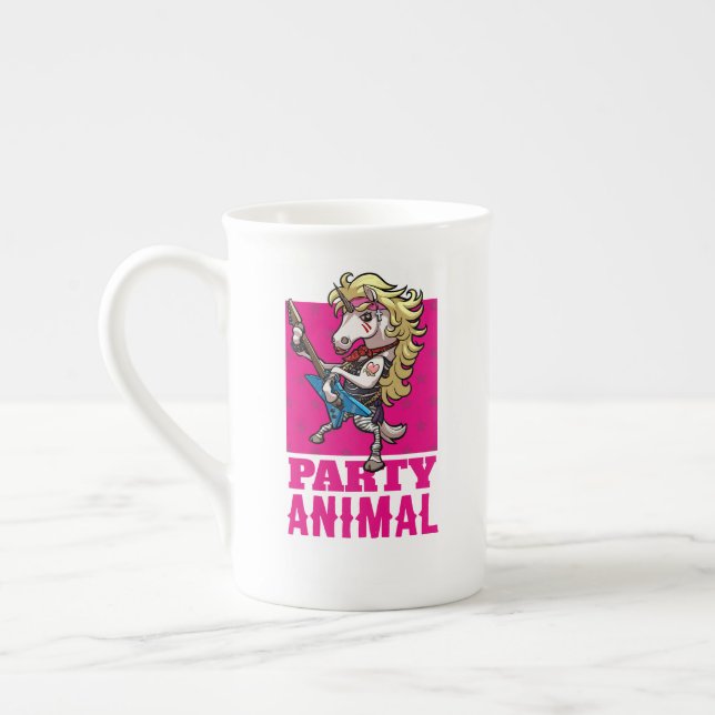Taza De Porcelana Gracioso Fiesta unicornio Animal Glam Rocker Perso (Izquierda)