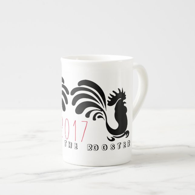 Taza De Porcelana Gracioso gallo Año Nuevo Chino 2017 Mug 3 (Derecha)