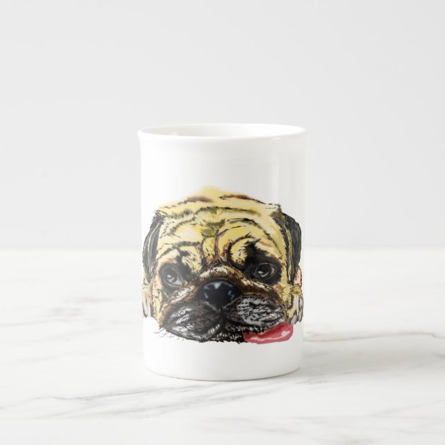 Taza De Porcelana Gracioso Hugo Perro Hueso China Mug (Frente)