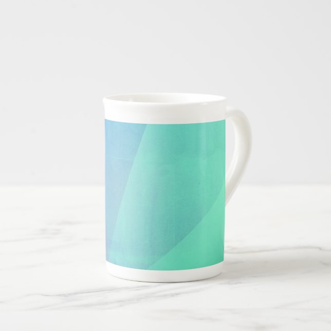 Taza De Porcelana Gradación Geométrica Moderna De Agua Azul Y Turque (Derecha)