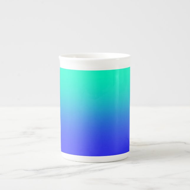 Taza De Porcelana Gradiente verde azul (Frente)