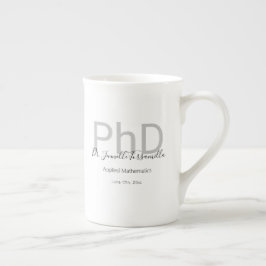 Taza De Porcelana Graduado Keepsake Gris negro Nombre para doctorado