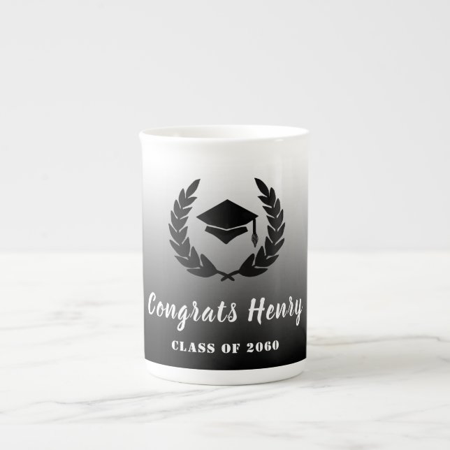 Taza De Porcelana Graduados de felicitaciones Gradiente y Gorra en b (Frente)